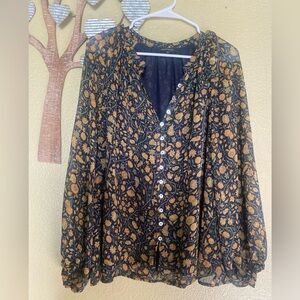 Olivaceous Black and Gold Floral Blouse small